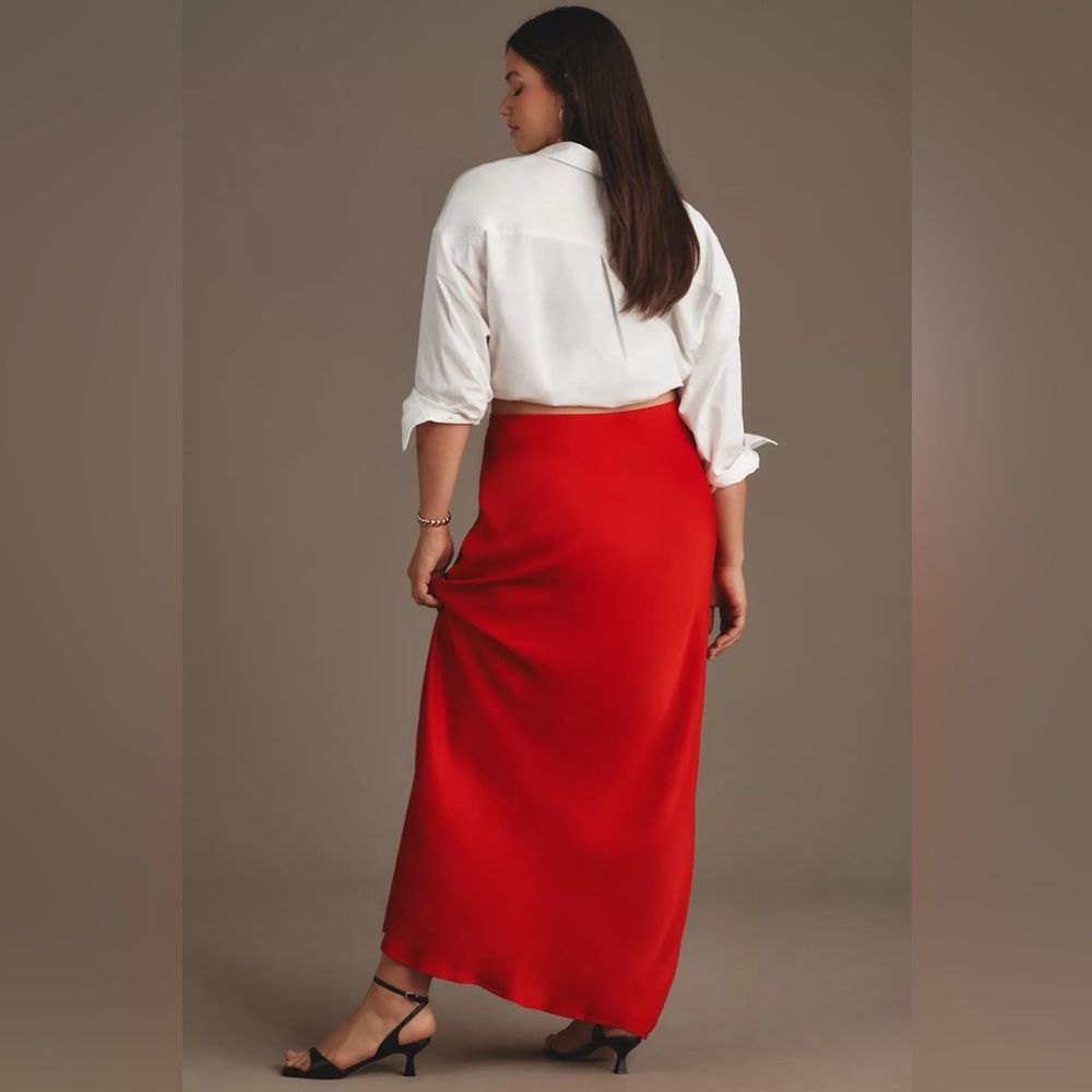 Anthropologie Red Satin Tilda Skirt - Picture 3 of 10